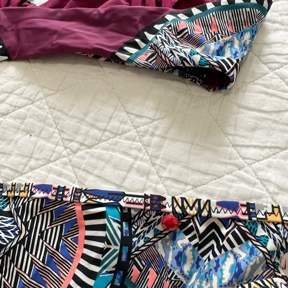Anthropology RED CARTER TRIBAL DAZE STRAPPY top and bikini bottom size XS